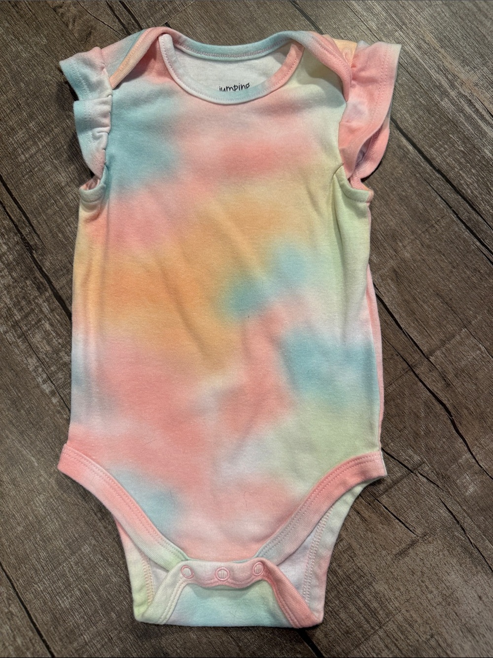 10/$10 jumping beans Pastel Tie-Dye Flutter Sleeve Bodysuit/onesie 12 months